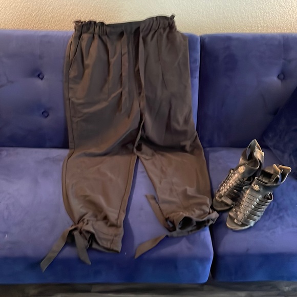 Brand new paper bag waist pants with ties at the waist and ankles - Picture 1 of 5